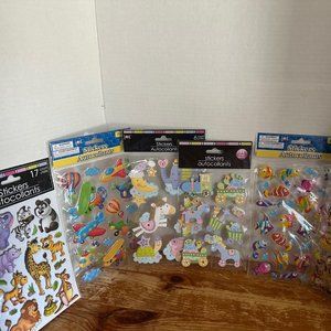 5 new Packs of puffy dimensional baby shower animal stickers